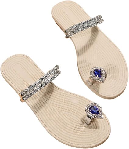 Flip Flops for Women Rhinestone Sandals Flat Sandals One Strap Sandals Dressy 1 pair in Saudi Arabia