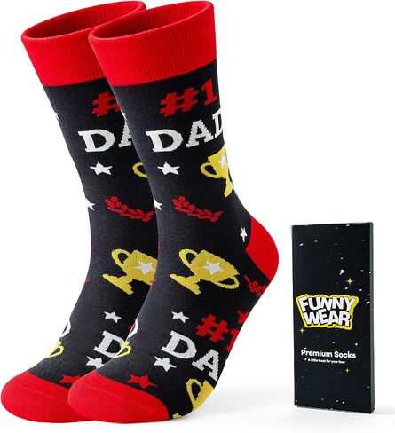 BONANGEL Dad Socks, Men's Cotton Crew Funny Novelty Socks, Father's Day Birthday Christmas Gift for Dad from Daughter Son in Saudi Arabia