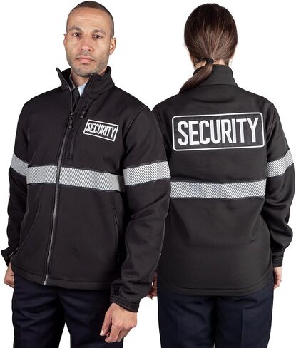RYNO GEAR Reflective Security Soft Shell Jacket with Stripes and Side Zipper for Duty Belt Access in Saudi Arabia