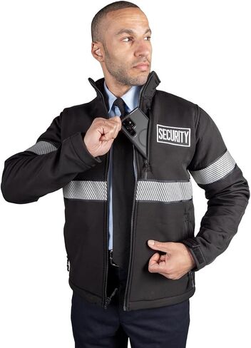 RYNO GEAR Reflective Security Soft Shell Jacket with Stripes and Side Zipper for Duty Belt Access in Saudi Arabia
