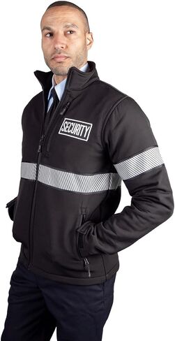 RYNO GEAR Reflective Security Soft Shell Jacket with Stripes and Side Zipper for Duty Belt Access in Saudi Arabia