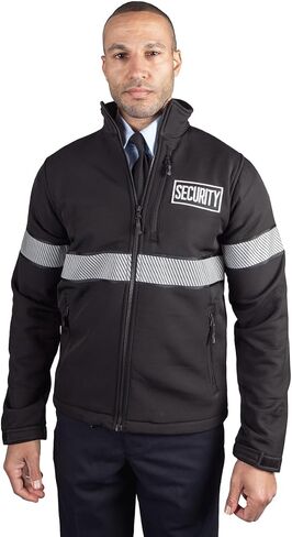 RYNO GEAR Reflective Security Soft Shell Jacket with Stripes and Side Zipper for Duty Belt Access in Saudi Arabia