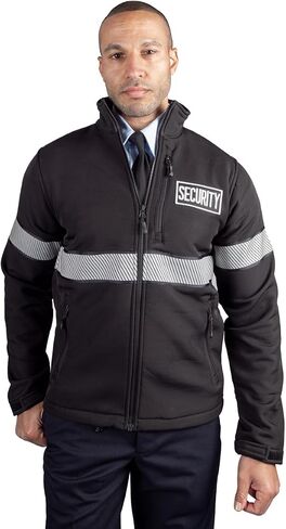 RYNO GEAR Reflective Security Soft Shell Jacket with Stripes and Side Zipper for Duty Belt Access in Saudi Arabia