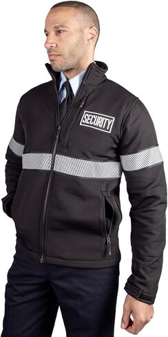 RYNO GEAR Reflective Security Soft Shell Jacket with Stripes and Side Zipper for Duty Belt Access in Saudi Arabia