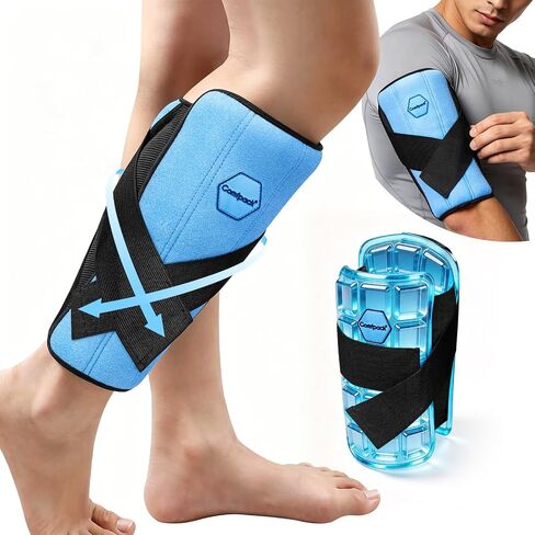 Comfpack Leg Ice Pack Warp, 2 Hours Long-Lasting Cold Compression Sleeve | Shin Splints Relief, Cross Straps for No Slipping, Fits Knee, Calf, Thigh, Elbow Discomfort, Sport Injuries, Surgery Recovery in Saudi Arabia