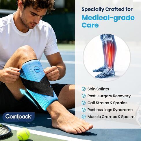 Comfpack Leg Ice Pack Warp, 2 Hours Long-Lasting Cold Compression Sleeve | Shin Splints Relief, Cross Straps for No Slipping, Fits Knee, Calf, Thigh, Elbow Discomfort, Sport Injuries, Surgery Recovery in Saudi Arabia