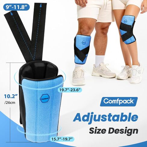 Comfpack Leg Ice Pack Warp, 2 Hours Long-Lasting Cold Compression Sleeve | Shin Splints Relief, Cross Straps for No Slipping, Fits Knee, Calf, Thigh, Elbow Discomfort, Sport Injuries, Surgery Recovery in Saudi Arabia