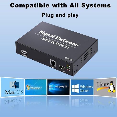 HDMI KVM USB Extender, HDMI KVM Extender Over Cat5e/6/7 Cable Up to 394FT/120M, KVM Extender Over Ethernet Support All System, Plug and Play, with 2 USB Ports for Keyboard and Mouse in Kuwait