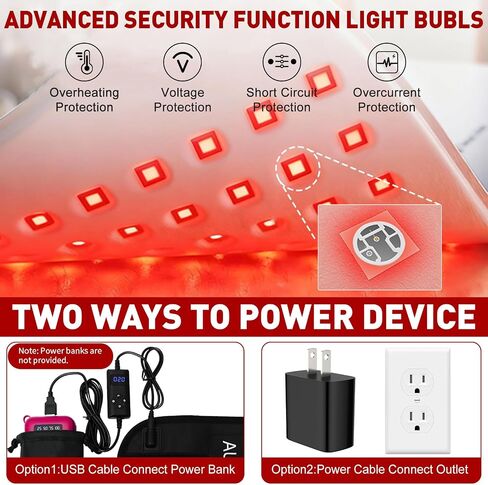 Red Light Therapy for Body, Infrared Light Therapy for Body, Red Light Therapy Belt with Timer, USB-Powered Light Therapy Products, 660nm&850nm Redlight Therapy Pad for Belly Back Shoulders Legs Hands in Saudi Arabia