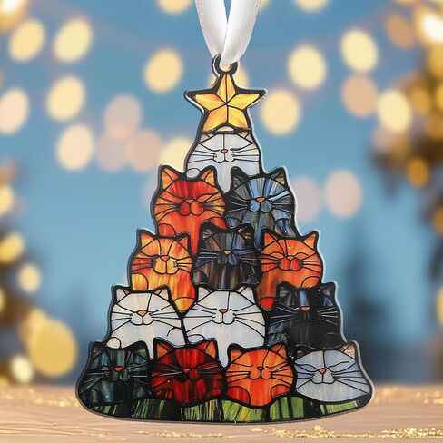 Christmas Ornaments Tree Decorations Hanging Ornaments for Small Little Trees Cat Holiday Party Outdoor Indoor Home Decor in Kuwait
