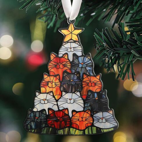 Christmas Ornaments Tree Decorations Hanging Ornaments for Small Little Trees Cat Holiday Party Outdoor Indoor Home Decor in Kuwait