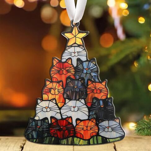 Christmas Ornaments Tree Decorations Hanging Ornaments for Small Little Trees Cat Holiday Party Outdoor Indoor Home Decor in Kuwait