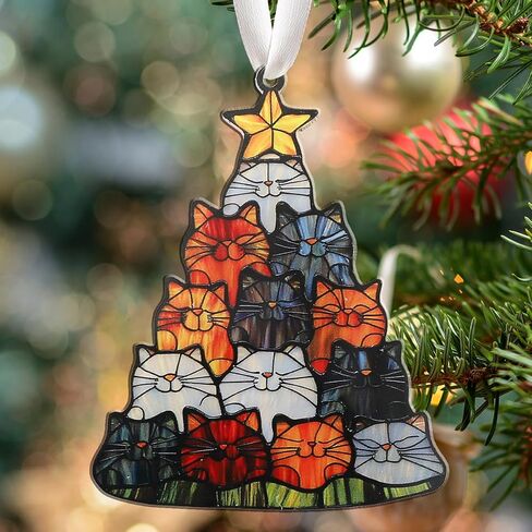 Christmas Ornaments Tree Decorations Hanging Ornaments for Small Little Trees Cat Holiday Party Outdoor Indoor Home Decor in Kuwait