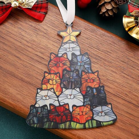 Christmas Ornaments Tree Decorations Hanging Ornaments for Small Little Trees Cat Holiday Party Outdoor Indoor Home Decor in Kuwait