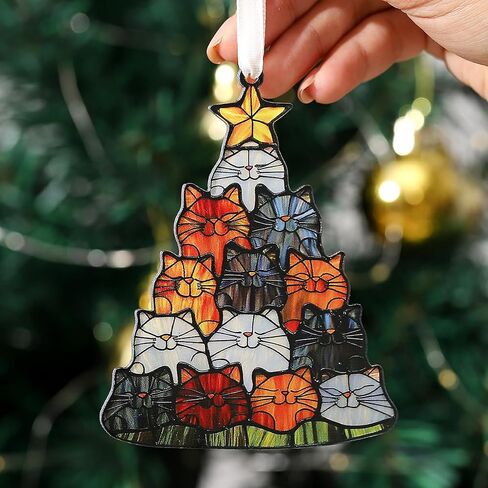 Christmas Ornaments Tree Decorations Hanging Ornaments for Small Little Trees Cat Holiday Party Outdoor Indoor Home Decor in Kuwait