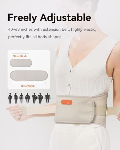 IKEEPFIT Cordless Heating Pad with Massager for Back Pain Relief: MAXwarm® 4.0, Portable Heated Back Brace with Lumbar Support for Sciatica, Large 8000mAh Battery, for Women Men 70" Beige in Saudi Arabia