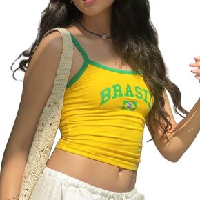 Women Y2k Graphic Crop Tank Top Spaghetti Strap Backless Slim Fit Cami 90s Vintage Aesthetic Clothes Sexy Going Out in Saudi Arabia