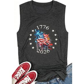 4th of July Tank Tops for Women American Flag Graphic Independence Day Shirt Summer Sleeveless Patriotic Tee in Saudi Arabia