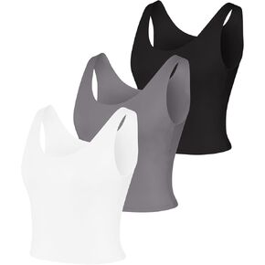 Hanes Womens Tank Pack, 3-Pack, Cooldri Crop Tank Top with Built-in Shelf Bra, Moisture-Wicking in Saudi Arabia
