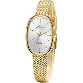Reginald Women’s Oval Gold Watch Petite Easy Reader Quartz Dress Watch with White Dial Slim Stainless Steel Bracelet Watch Elegant Small Wristwatch for Women in Saudi Arabia