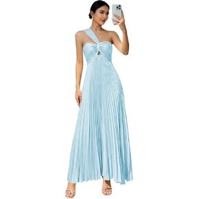 One Shoulder A Line Bridesmaid Dresses Long Satin Formal Wedding Guest Evening Dress in Saudi Arabia