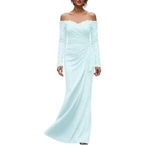 Mother of the Bride Dress for Wedding 2026 Off Shoulder Ruched Chiffon Appliques Formal Dress in Kuwait
