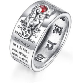 Feng Shui Ring 925 Sterling Silver Red Agate Pi Xiu Ring Wealth Lucky Pi Xiu Jewelry Gifts for Men Women Ring Size 11 in Saudi Arabia