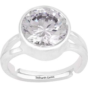 Natural Quality 19.25 Ratti White Cubic Zirconia Adjustable Silver Ring for Men Women in Saudi Arabia