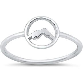 CloseoutWarehouse Rhodium Plated Sterling Silver Round Mountains Ring in Kuwait