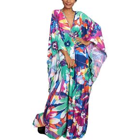 FEOYA Kaftan Cover Up Beach Dresses Ethnic Printed Oversized Baggy Maxi Caftan Swimwear for Women Woven Knot in Saudi Arabia