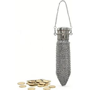 1920's English Vintage Coin Purse, Handade Chain Metal Mesh Wallet for Coins, Dice, Jewelry, Cosmetics, Mini Vintage Double Mesh Coin Holder Pouch, Antique Coin Purse Wallet Ideal for Party in Saudi Arabia