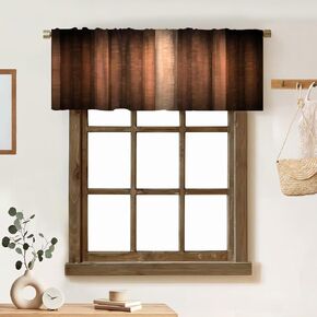 Brown Gradient Valance Curtain Cool Glass Texture and Vintage Stripe Art Rod Pocket Valance Window Treatments Short Curtains for Kitchen Living Room Bathroom Farmhouse Decor 54x18inch in Kuwait