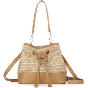 SUKUTU Straw Drawstring Shoulder Bag Bucket Bag for Women Summer Handwoven Beach Vacation Handbag Crossbody Bag in Saudi Arabia