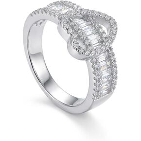 Heart Ring for Women, Silver Plated Cubic Zirconia Promise Ring, Jewelry Gift for Her,Birthday in Saudi Arabia