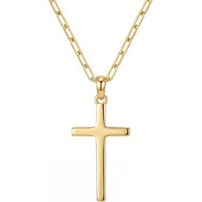 NORBU S925 Cross Necklace for Women, 18K Gold Plated Womens Cross Necklaces with Paperclip Chain, Sterling Silver Cross Pendant Dainty Christian Jewelry Catholic Religious Gift for Her in Saudi Arabia