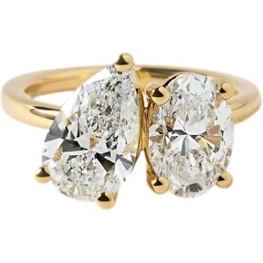 14k Gold Plated Toi et Moi Engagement gift Solid Gold Two Stone Engagement Ring,2.50tcw Pear & Oval Diamond Toi Et Moi Engagement Ring.,Gift For Her,Size 3-12 (USA) in Saudi Arabia