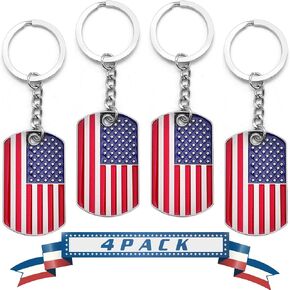 Official American Flag Keychains - Metal Key Rings Smooth Finish - USA Patriotic Flag Key Chain - Souvenir Gifts - Set of 4 in Saudi Arabia