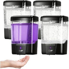 4 Pack Automatic Soap Dispenser Wall Mount,Touchless Liquid Soap Dispenser,Battery Operated,600 ml / 20 oz Commercial Hand Detergent Dispenser for Office Home Kitchen School Bathroom Hotel Restaurant in Saudi Arabia