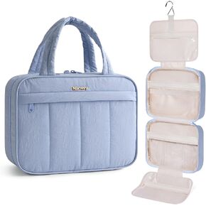 Narwey Hanging Travel Toiletry Bag for Women, Quilted Makeup Bag Organizer with Handle, Portable Toiletries Bag for Travel Essentials, Accessories, Brushes, Cosmetics (Pink) in Kuwait