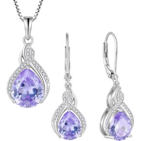 Infinity Teardrop Jewelry Set for Women Alexandrite Necklace & Earrings June Birthstone Jewelry in Saudi Arabia