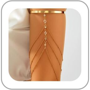 Gold Arm Cuff for Women Layered Tassel Upper Arms Chain Bracelet Bikini Armlet Adjustable Punk Arm Bracelet Upper Arm Cuff Body Jewelry for Women in Kuwait