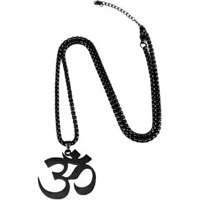 Dark Zen Stainless Steel Om Necklace Black Unisex Spiritual Gothic Pendant, Tarnish-Free Mindful Jewelry in Saudi Arabia