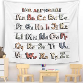 MNASAIOO Classroom Colorful Alphabet Wall Tapestry Hanging for Bedroom, Nursery Educational Tapestries, Rustic Abc Wall Decor Banner for Kids Playroom Preschool 50x60in in Saudi Arabia