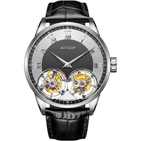AESOP Double Tourbillon Watches Men Mechanical Hand Wind Wristwatches Stainless Steel Sapphire Crystal Waterproof Luxury Business Watch for Men 7026 in Kuwait