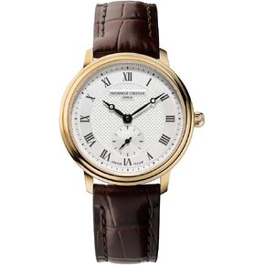 Frederique Constant Ladies Swiss Quartz Classic Slimline Gold-Tone Stainless Steel Watch with Brown Leather Strap, Style: FC-235M1S5 in Saudi Arabia
