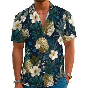 Men's Hawaiian Funny Beach Tropical Short-Sleeve Holiday Print Fun Shirt Casual Button Shirt Unisex in Saudi Arabia