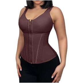 Women's mesh shaping vest, waist-cinching and shaping vest, three rows of hooks and loops. in Saudi Arabia