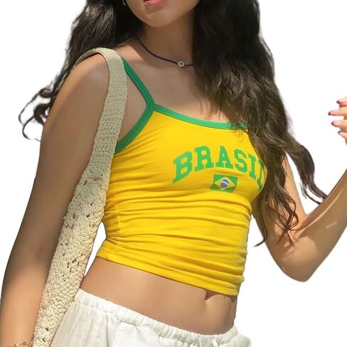 Women Y2k Graphic Crop Tank Top Spaghetti Strap Backless Slim Fit Cami 90s Vintage Aesthetic Clothes Sexy Going Out in Saudi Arabia