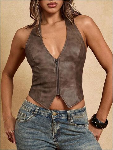 SweatyRocks المرأة بو الجلود الرسن تانك القمم مثير العميق الخامس الرقبة الدانتيل يصل الظهر سترة حزب Clubwear in Kuwait
