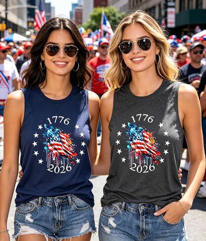 4th of July Tank Tops for Women American Flag Graphic Independence Day Shirt Summer Sleeveless Patriotic Tee in Kuwait